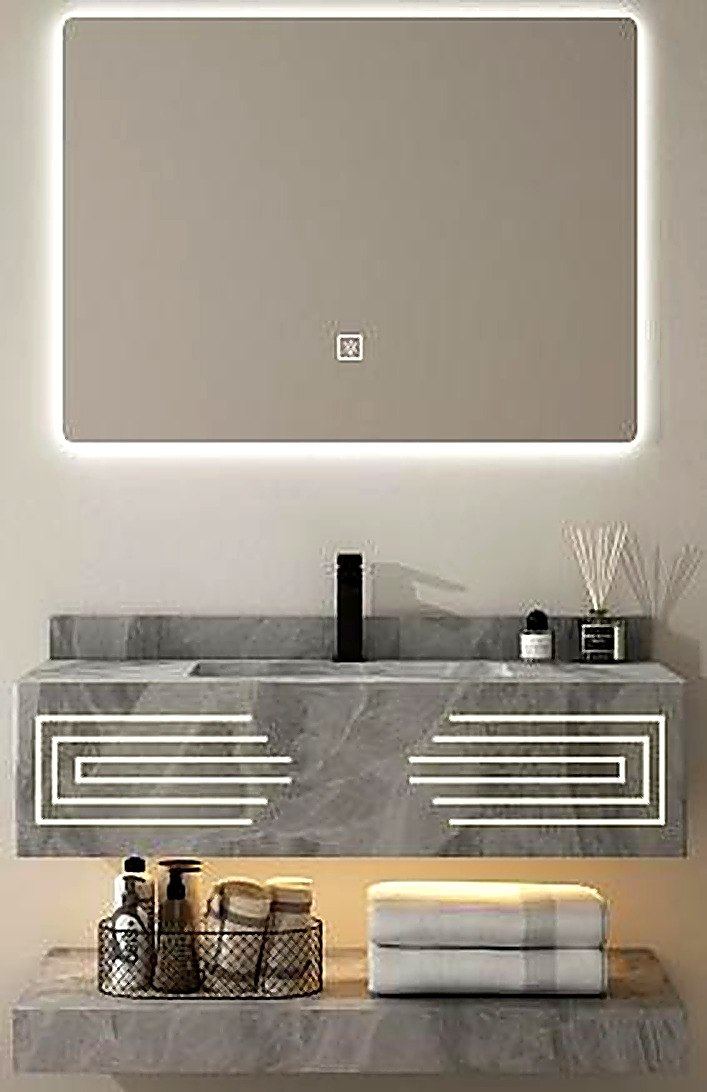 Grey marble wall-hung vanity with LED strip and tap included, Ireland